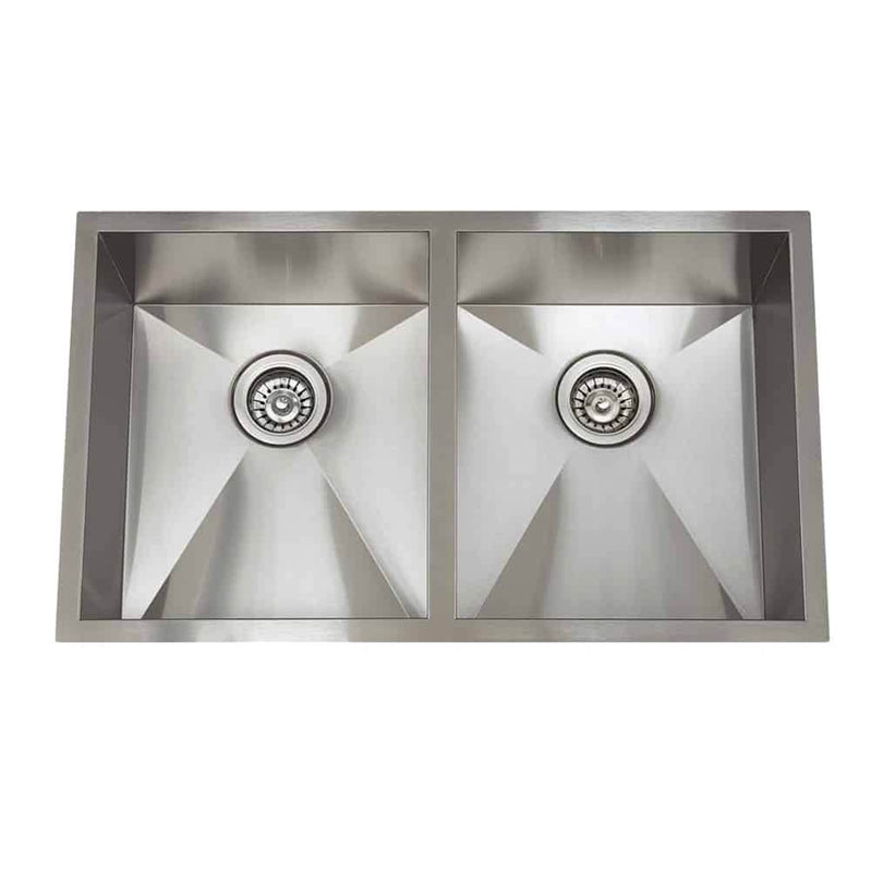 Lenova SS-0Ri D3 Undermount Double Bowl 32 x 19 x 10 - Brushed Satin