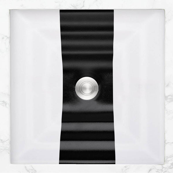 Linkasink AG12E Ribbon Medium Square - White  Glass with Black accent