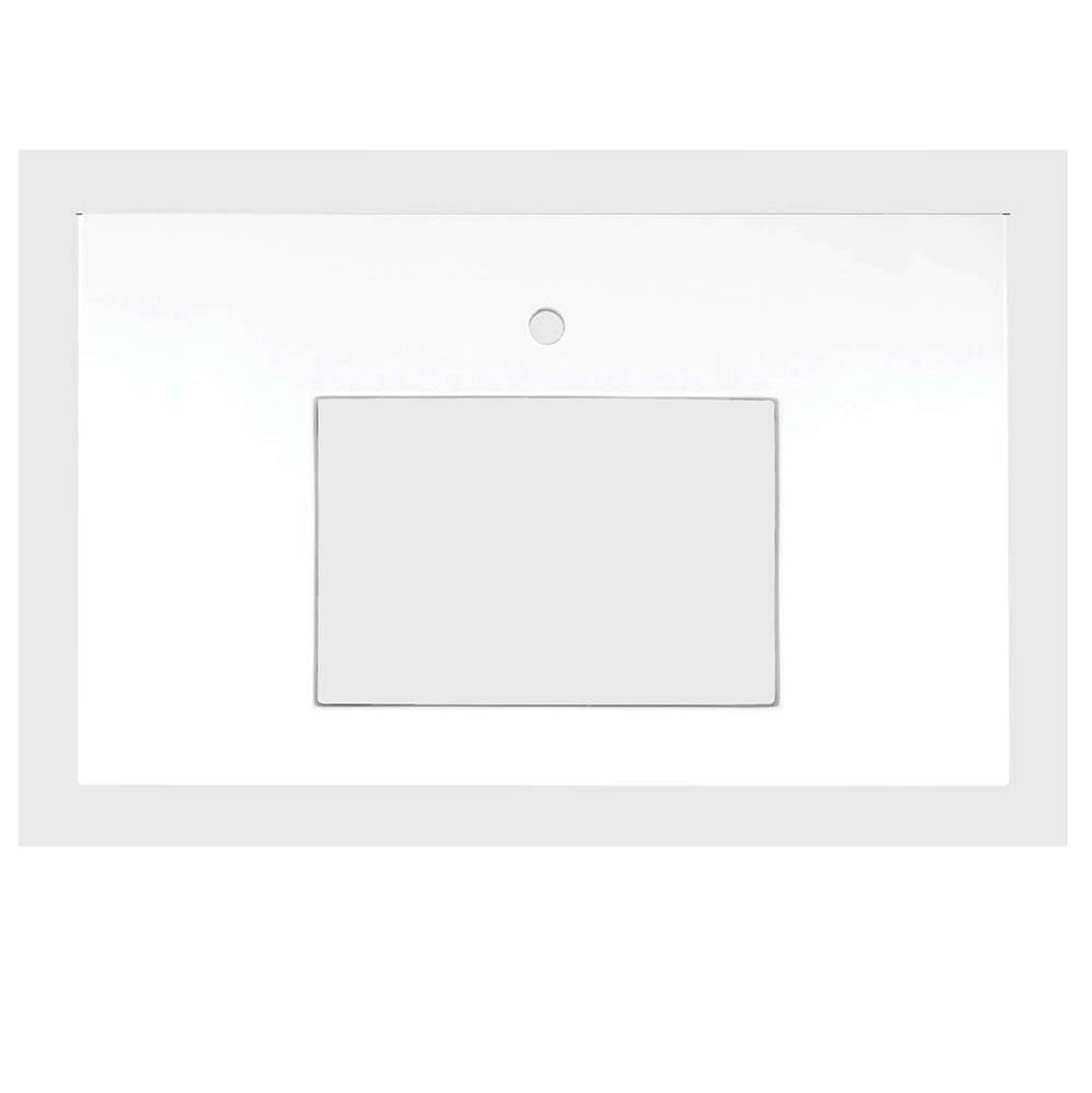 Linkasink VT36W-01 36 Vanity Top, White, 18 X 12 Sink Cutout With 1 Faucet Hole, Includes 4 Blacksplash, 36 X 22 X 1.5 - White