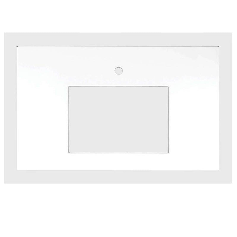 Linkasink VT36W-01 36 Vanity Top, White, 18 X 12 Sink Cutout With 1 Faucet Hole, Includes 4 Blacksplash, 36 X 22 X 1.5 - White