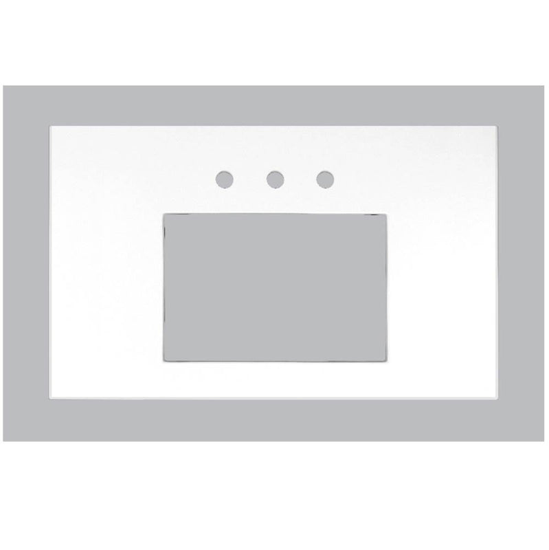 Linkasink VT36W-03 36 Vanity Top, White, 18 X 12 Sink Cutout With 3 Faucet Holes, Includes 4 Blacksplash, 36 X 22 X 1.5 - White