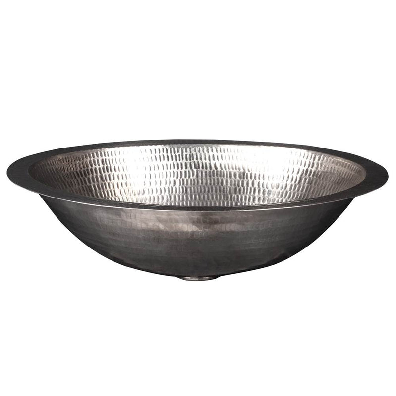 Premier Copper Products LO17FEN 17" Oval Under Counter Hammered Copper Bathroom Sink in Nickel