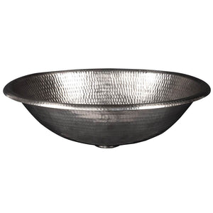 Premier Copper Products LO17REN 17" Oval Self Rimming Hammered Copper Bathroom Sink in Nickel