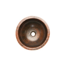 Load image into Gallery viewer, Premier Small Round Under Counter Hammered Copper Sink LR14FDB