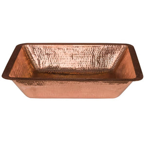 Premier Copper Products LREC19PC 19" Rectangle Under Counter Hammered Copper Bathroom Sink in Polished Copper