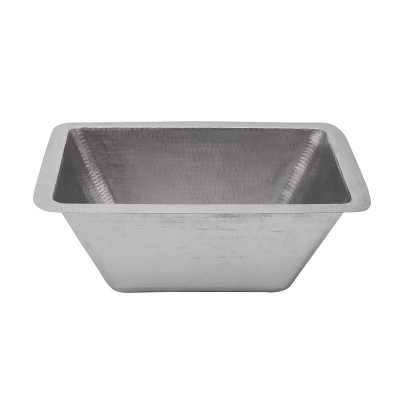 Premier Copper Products LRECEN 17" Rectangle Hammered Copper Bathroom Sink in Nickel
