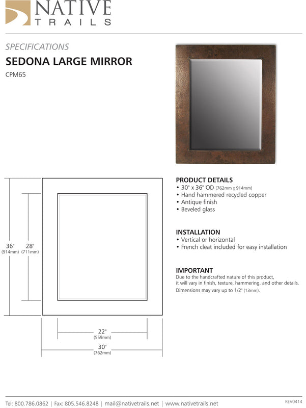 Native Trails CPM65 Large Sedona Rectangle Mirror Antique