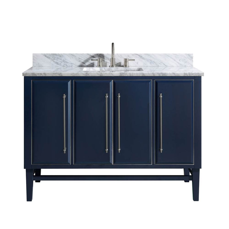 Avanity MASON-VS49-NBS-C Mason 49 in. Vanity Combo in Navy Blue with Silver Trim and Carrara White Marble Top