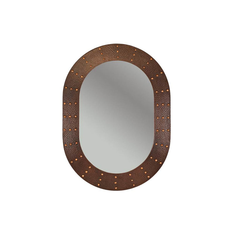 Premier Copper Products MFO3526-RI 35" Oval Hammered Copper Mirror with Hand Forged Rivets