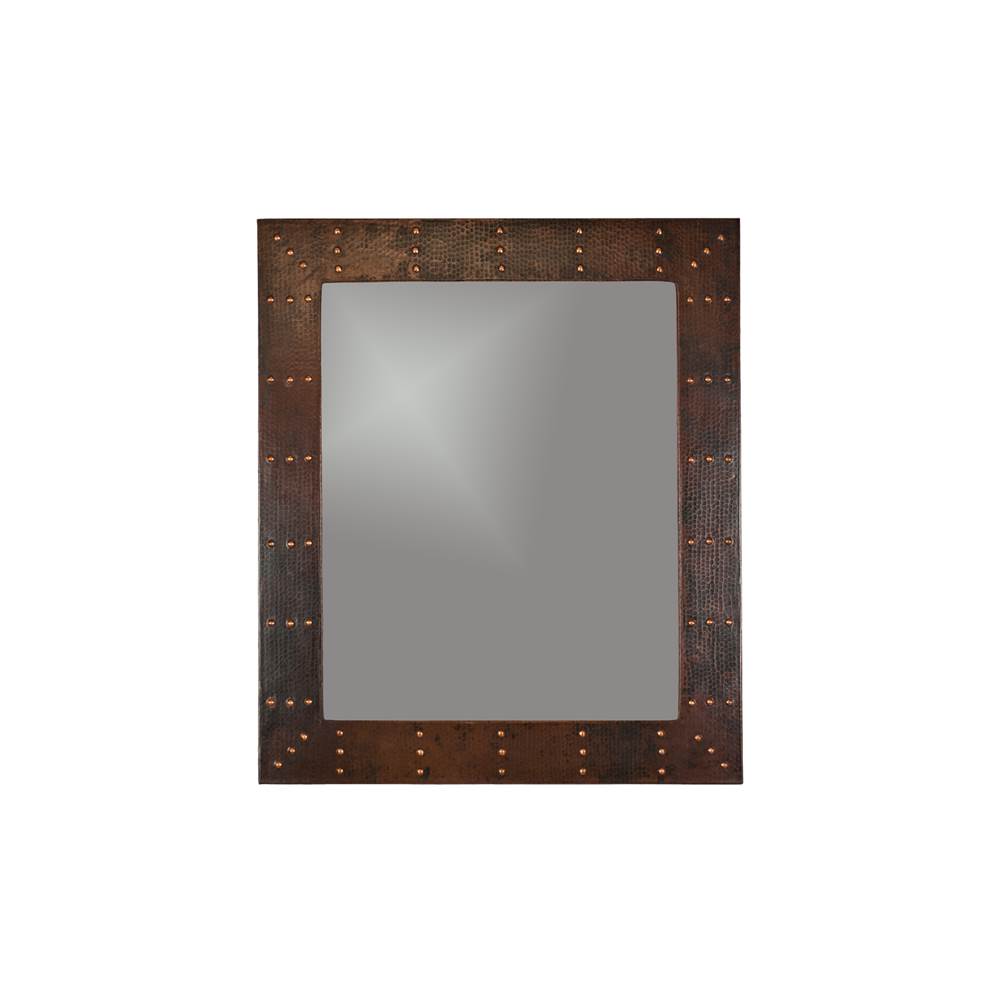 Premier Copper Products MFREC3631-RI 36" Rectangle Hammered Copper Mirror with Hand Forged Rivets