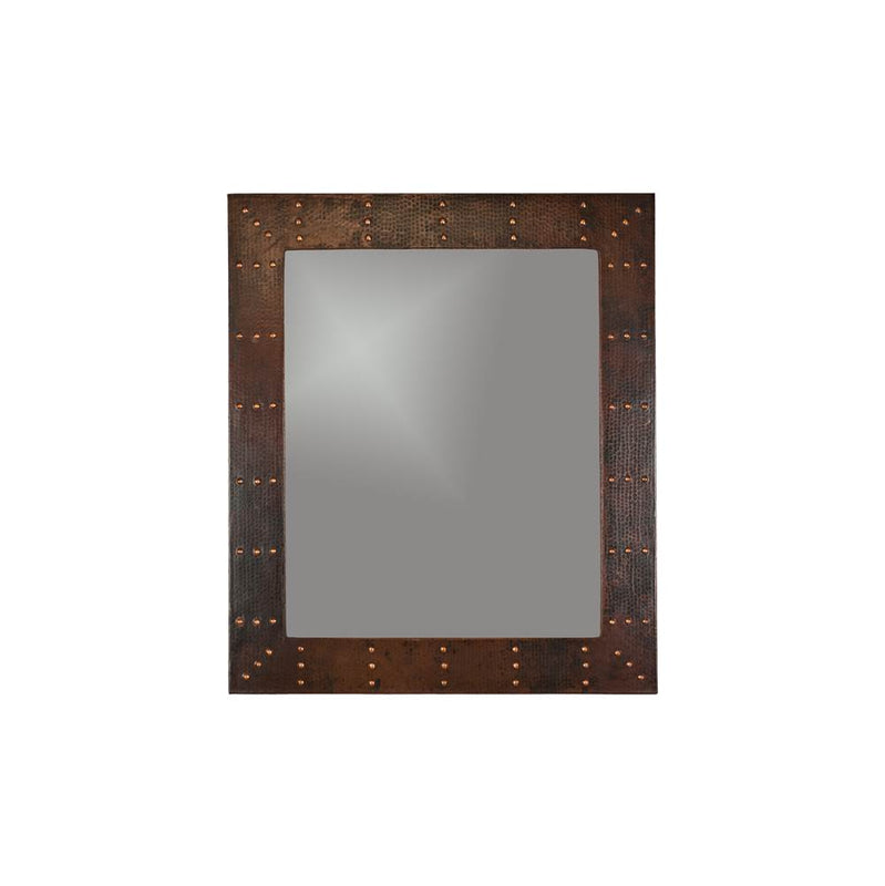 Premier Copper Products MFREC3631-RI 36" Rectangle Hammered Copper Mirror with Hand Forged Rivets