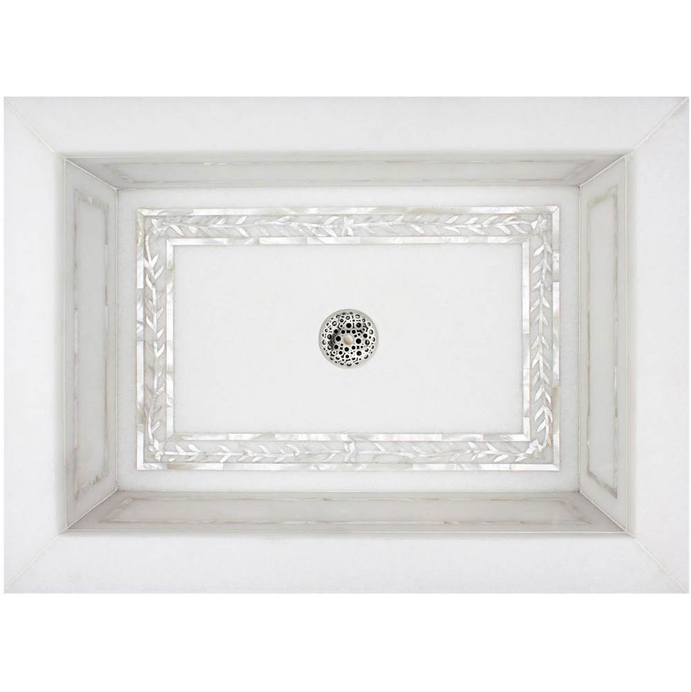 Linkasink MI09 W Floral Frame Mother Of Pearl Inlay - Drop-In - White Marble