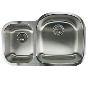 Nantucket Sinks NS7030-16 32.5" 70/30 Reverse Double bowl Undermount Stainless Steel Kitchen Sink, 16 Gauge