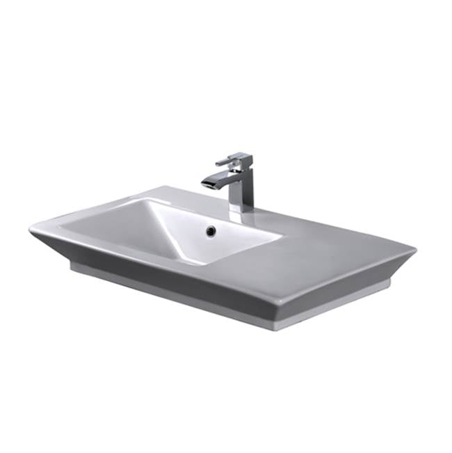 Barclay 4-369WH Opulence Above Counter Basin 31 - 1/2 Rect Bowl 8 Widespread  - White