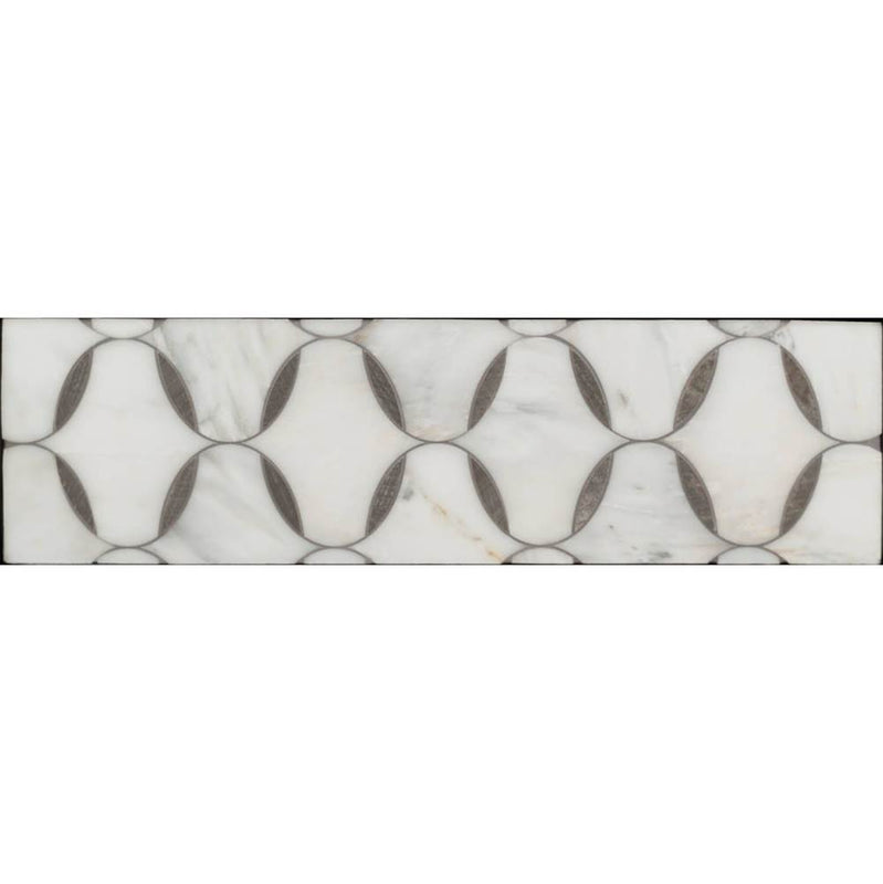 Linkasink PNL302 Panel - Marble Ovals - Not Removable - White with Gray Veining Marble