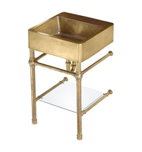 Load image into Gallery viewer, Thompson Traders PV-3420ASG Zacatecas Handcrafted Sink In Antique Satin Gold &amp; Unlaqured Brass Leg System