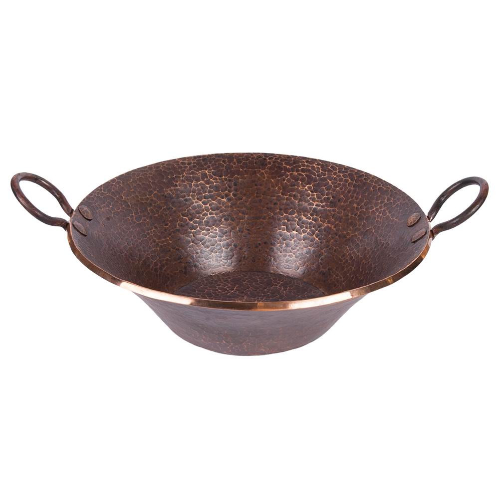 Premier Copper Products PVMPDB Round Hand Forged Old World Miners Pan Copper Vessel Sink