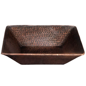 Premier Copper Products PVSQ14DB 14" Square Hand Forged Old World Copper Vessel Sink