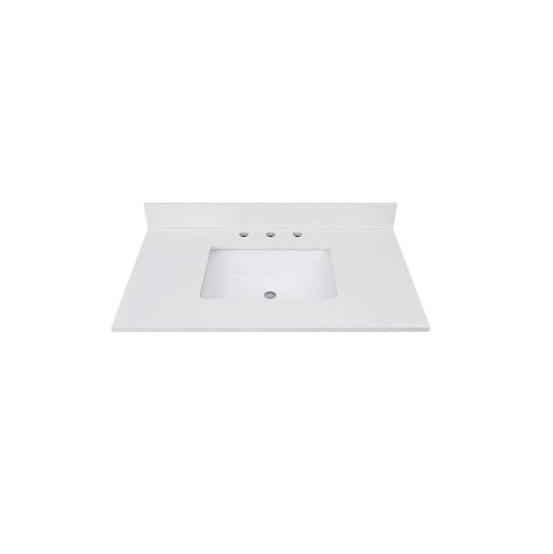 Avanity QUT37EW-RS 37 in. Lotte Radianz Everest White Quartz Top with Rectangular Sink