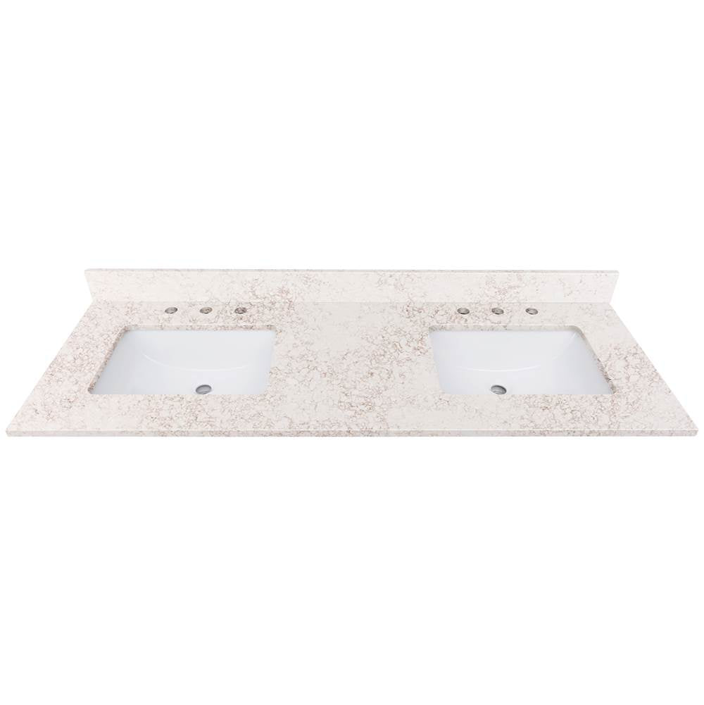 Avanity QUT61AL-RS 61 in. Lotte Radianz Alluring Quartz Top with Dual Rectangular Sinks