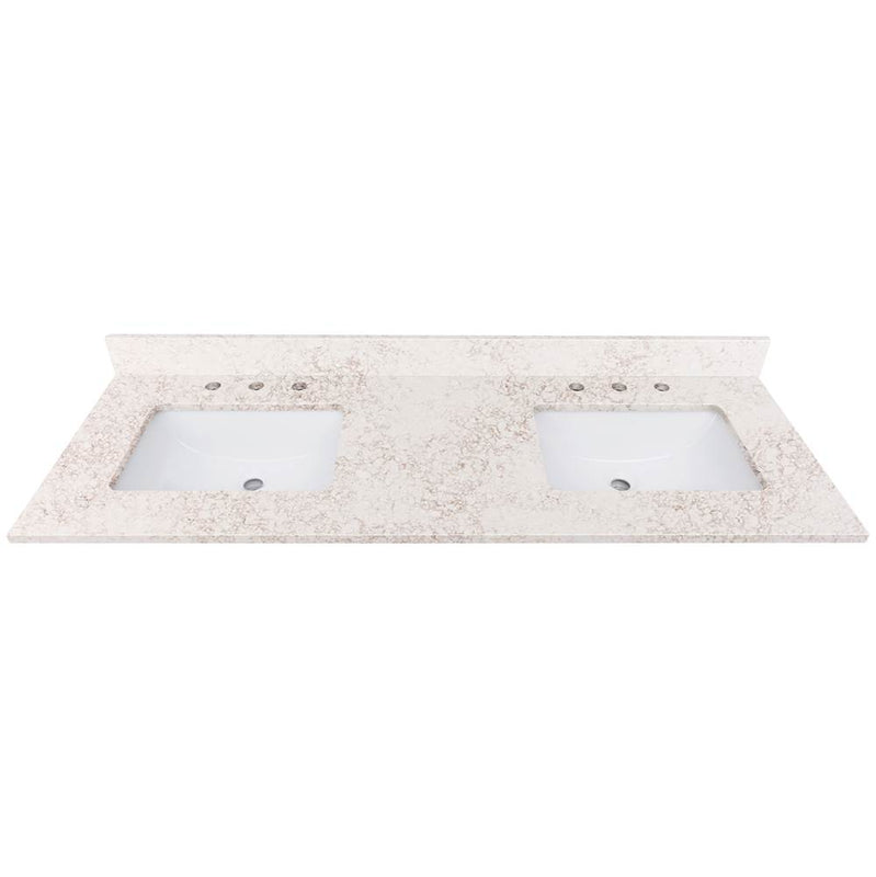 Avanity QUT61AL-RS 61 in. Lotte Radianz Alluring Quartz Top with Dual Rectangular Sinks