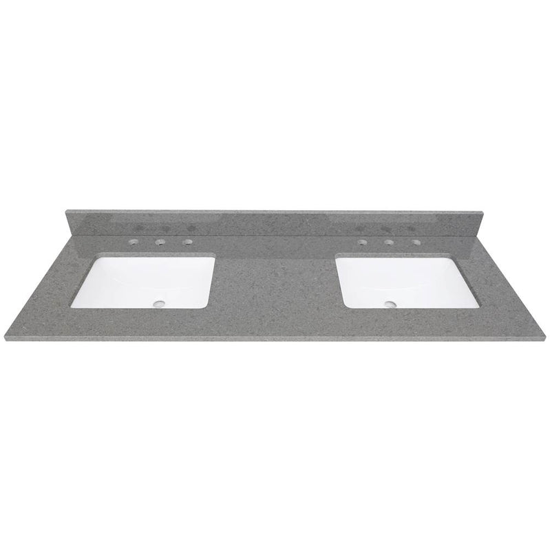 Avanity QUT61CO-RS 61 in. Lotte Radianz Contrail Matte Quartz Top with Dual Rectangular Sinks