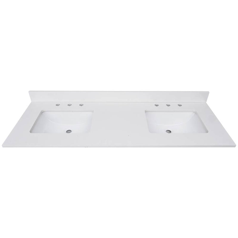 Avanity QUT61EW-RS 61 in. Lotte Radianz Everest White Quartz Top with Dual Rectangular Sinks
