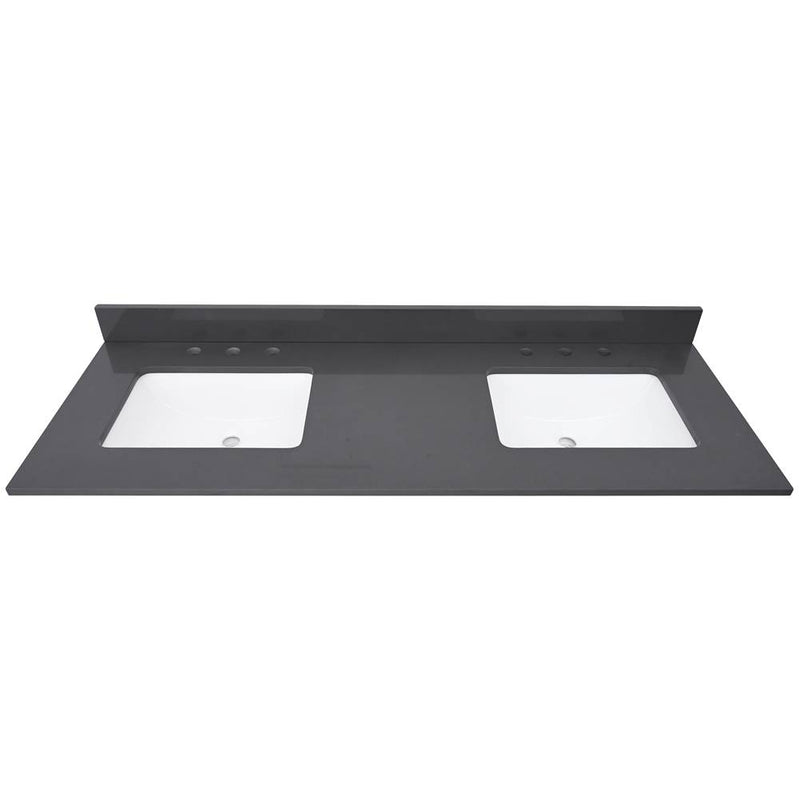 Avanity QUT61UG-RS 61 in. Lotte Radianz Ural Gray Quartz Top with Dual Rectangular Sinks