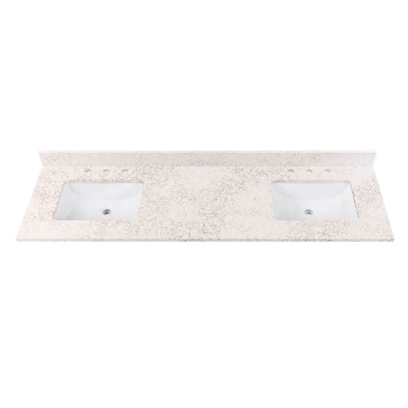 Avanity QUT73AL-RS 73 in. Lotte Radianz Alluring Quartz Top with Dual Rectangular Sinks