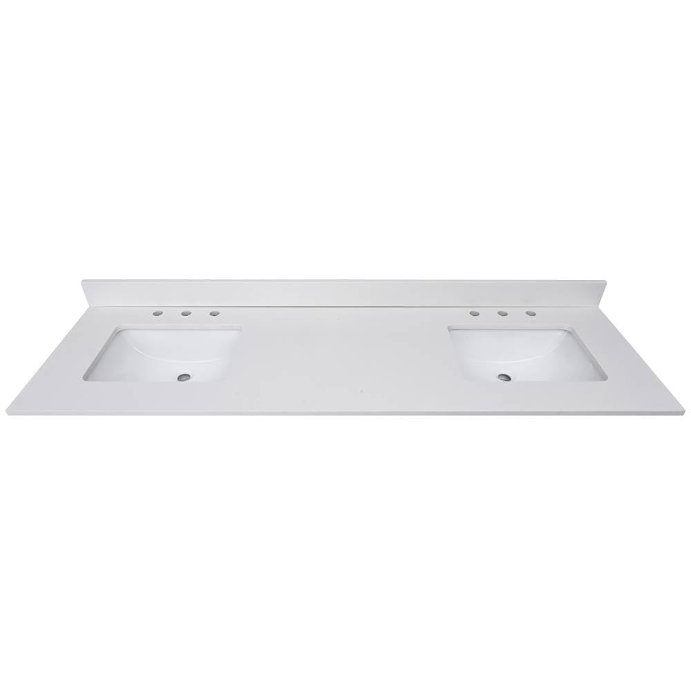 Avanity QUT73EW-RS 73 in. Lotte Radianz Everest White Quartz Top with Dual Rectangular Sinks