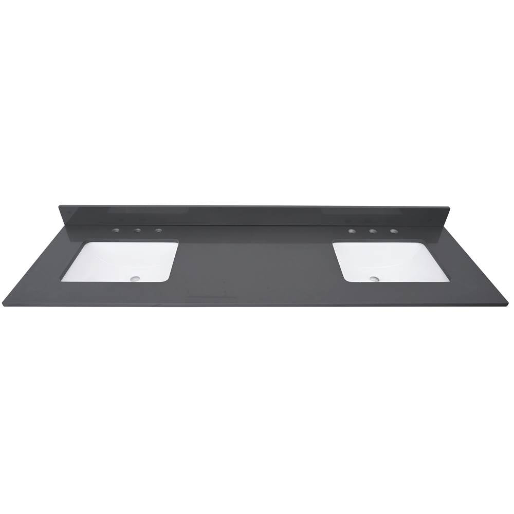 Avanity QUT73UG-RS 73 in. Lotte Radianz Ural Gray Quartz Top with Dual Rectangular Sinks