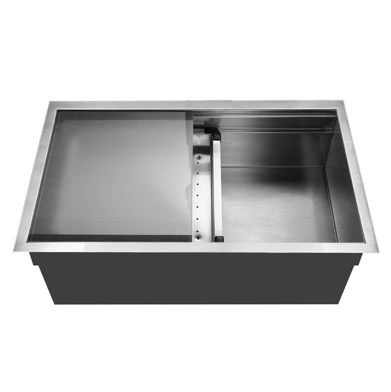 Hamat REN-3218S Dual Level Undermount 18GA Stainless Steel Large Single Bowl Kitchen Sink with Sliding Platform