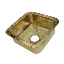 Load image into Gallery viewer, Nantucket Sinks SQRB-7 16.625&quot; Hammered Brass Square Undermount Bar Sink