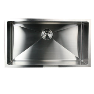 Nantucket Sinks SR3218-16 32" Pro Series Large Single Bowl Undermount Small Radius Stainless Steel Kitchen Sink