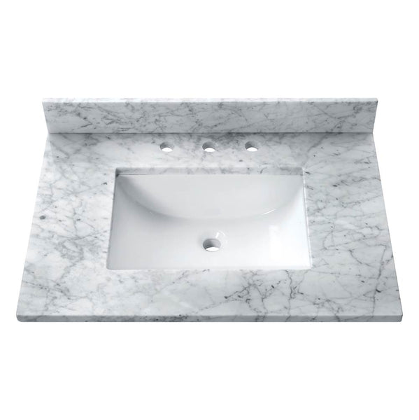 Avanity SUT37CW-RS 37 in. Carrara White Marble Top with Rectangular Sink
