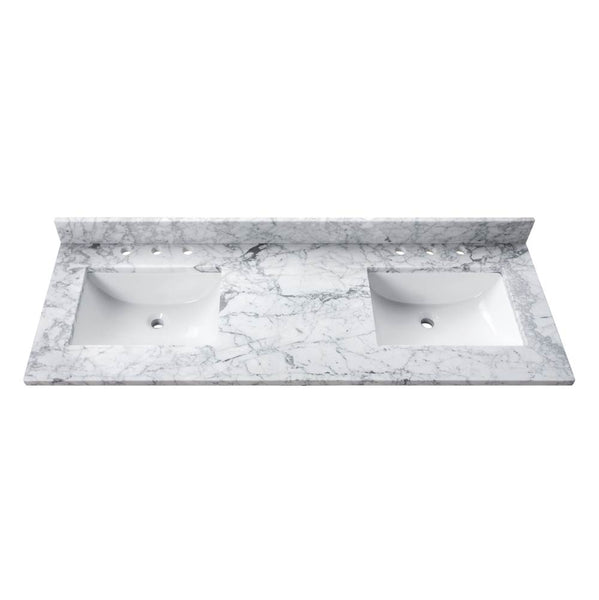 Avanity SUT73CW-RS 73 in. Carrara White Marble Top with Dual Rectangular Sinks