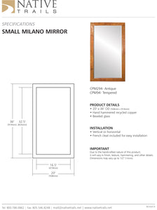 Native Trails CPM294 Small Milano Mirror Antique