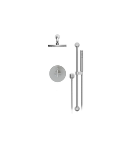 Rubinet T212GNL Pressure Balance Shower With Fixed Shower Head Arm, Hand Held Shower, Bar IntegraSupply 8 Wall Mount Trim Only
