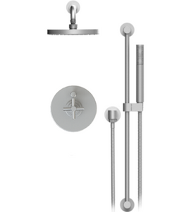Rubinet T212GNL Pressure Balance Shower With Fixed Shower Head Arm, Hand Held Shower, Bar IntegraSupply 8 Wall Mount Trim Only