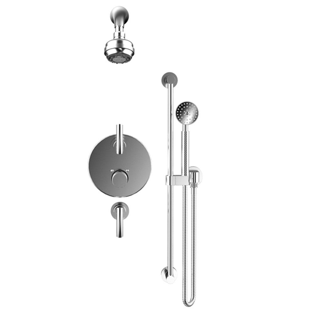 Rubinet T40HOL Temperature Control Shower With Two Seperate Volume Controls, Lasalle Shower Head, Bar, Integral Supply Hand Held Shower, 3 Functionn Wall Mount Trim