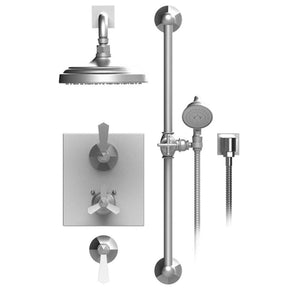 Rubinet T41HXL Temperature Control Shower With Two Seperate Volume Controls, Shower Head, Bar, Integral Supply Hand Held Shower, 8 Wall Mount Mount Trim Only