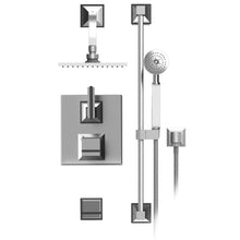 Load image into Gallery viewer, Rubinet T41MQL Temperature Control Shower With Two Seperate Volume Controls, Fixed Shower Head, Bar, Integral Supply Hand Held Shower 8 Wall Mount Mount Trim Only