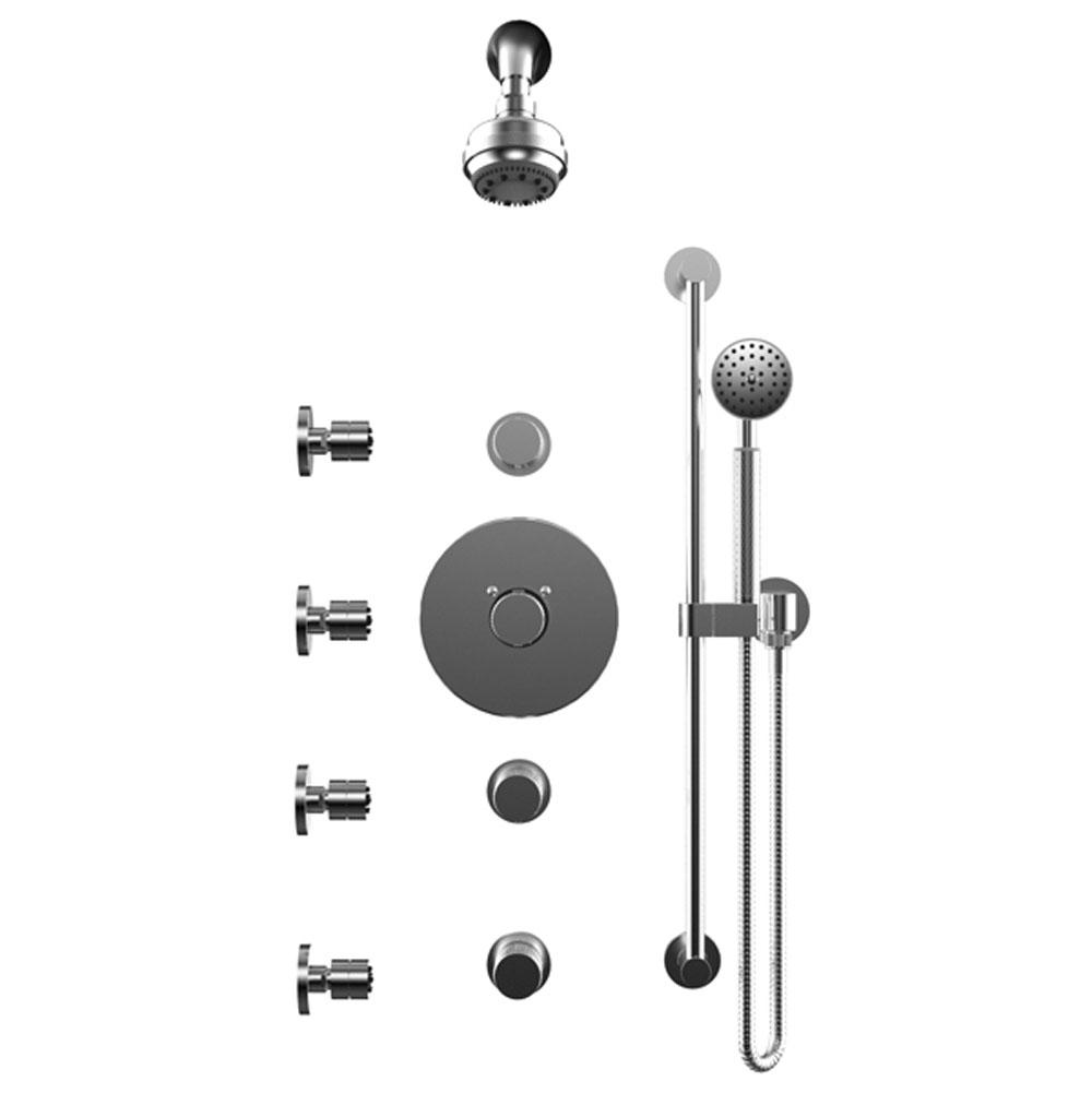 Rubinet T45HOR Temperature Control Shower With Three Seperate Volume Controls, Lasalle Shower Head, Bar, Integral Supply Hand Held Shower Four Body Spray, 3 Function