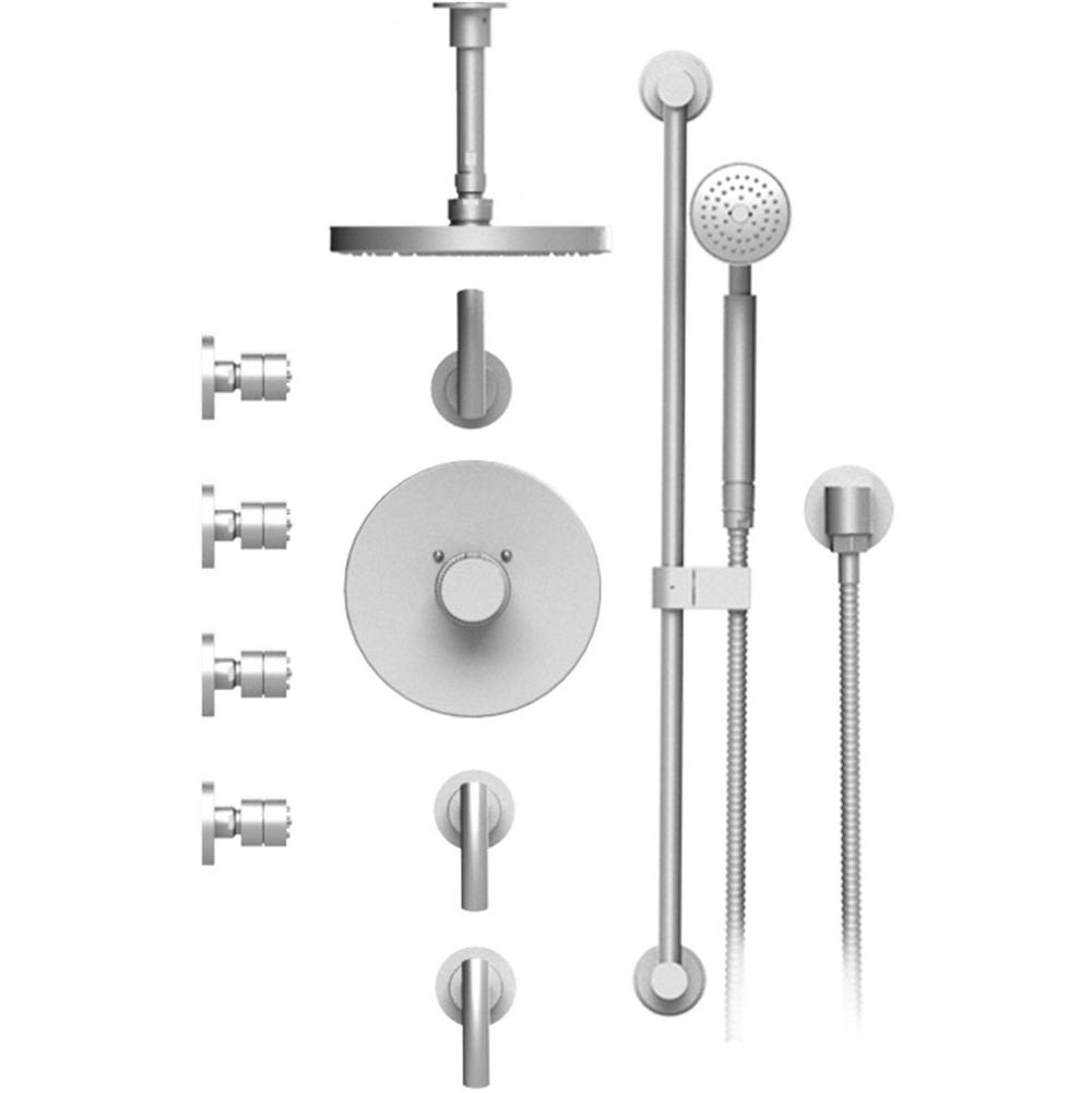 Rubinet T47HOL Temperature Control Shower With Three Seperate Volume Controls, Lasalle Shower Head, Bar, Integral Supply Hand Held Shower Four Body Spray, 8 Ceiling Mount