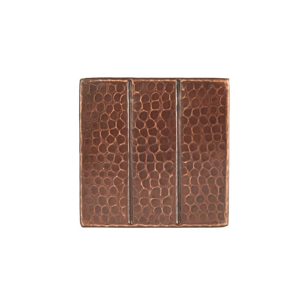 Premier Copper Products T4DBL 4" x 4" Hammered Copper Tile with Linear Design