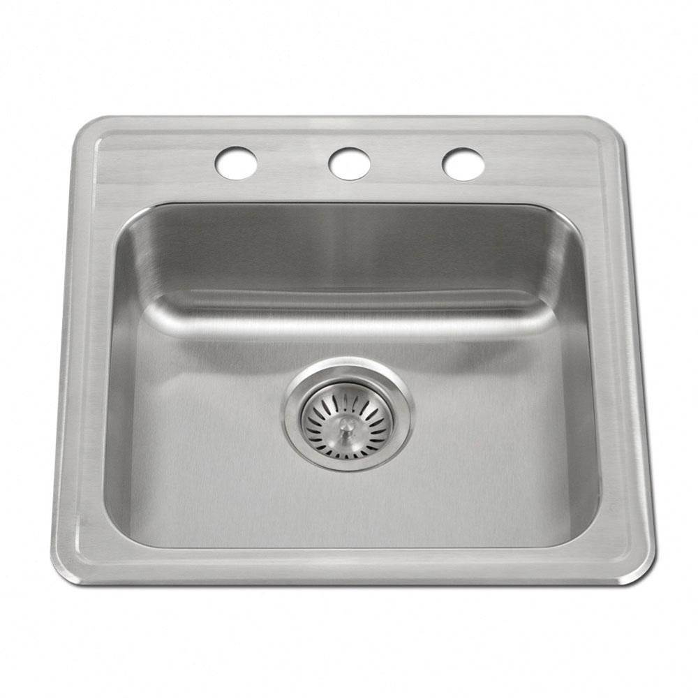 Hamat TADA-1919ST-6.5-3-20 ADA Topmount Stainless Steel 3-hole Sink