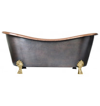 Load image into Gallery viewer, Thompson Traders TBT-7030-CL Hibernia Oval 70&quot; Copper Freestanding Medium Antique Exterior &amp; Rose Gold Interior