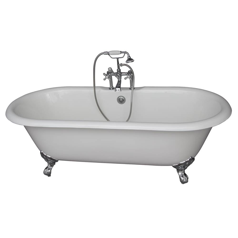 Barclay TKCTDRH61-CP2  Tub Kit 61 Cast Iron Double Roll Top Filler Supplies Drain  - Polished Chrome