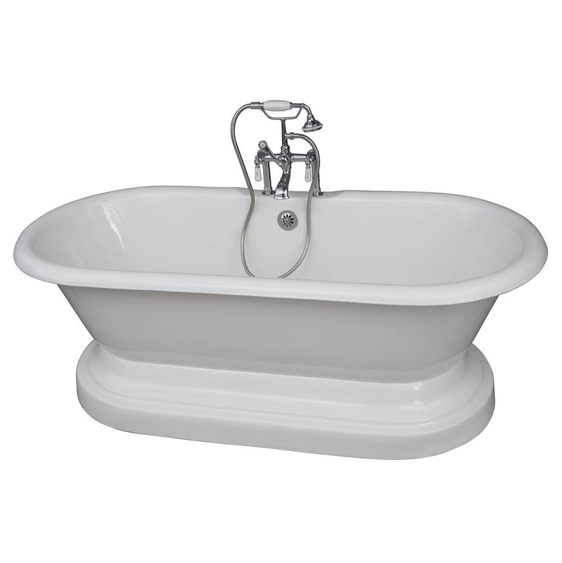 Barclay TKCTDRH61B-CP1  Tub Kit 61 Cast Iron Double Roll Top Base Filler Supplies Drain  - Polished Chrome