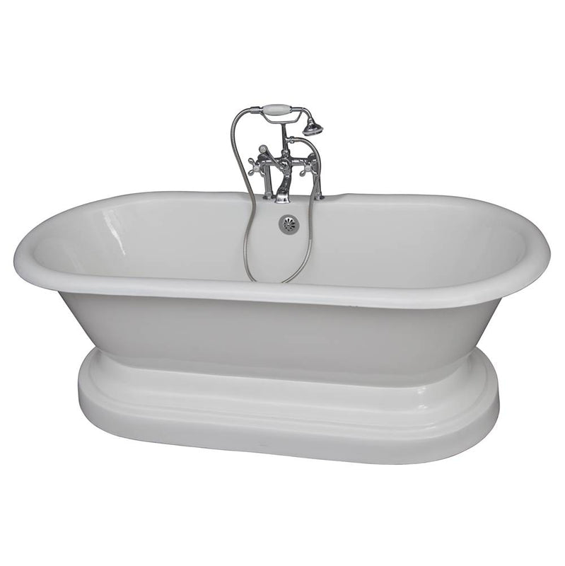 Barclay TKCTDRH61B-CP2  Tub Kit 61 Cast Iron Double Roll Top Base Filler Supplies Drain  - Polished Chrome